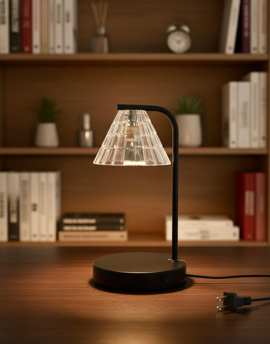 Candle Lamp Warmer with Glass Shade Black 10.5 Inch Classic Design