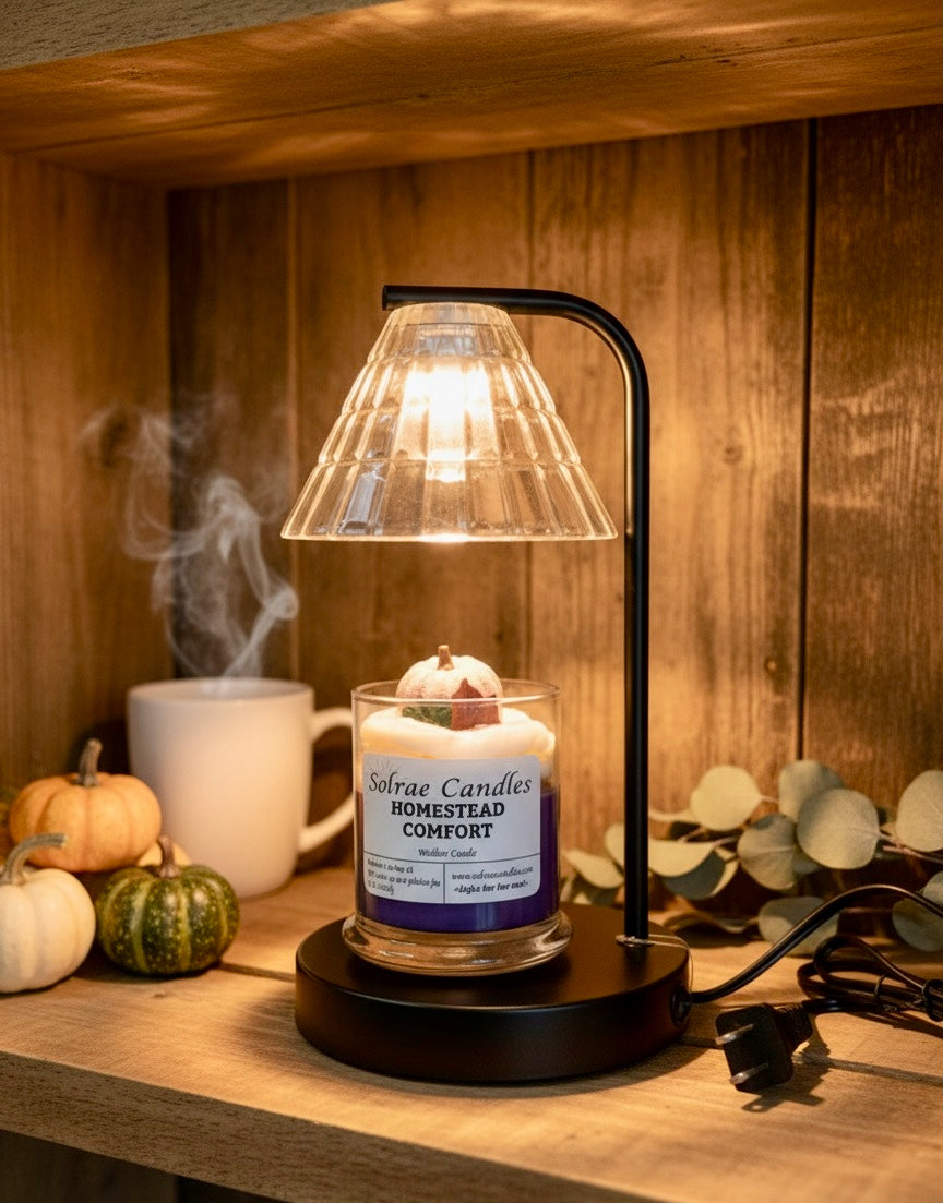 Candle Lamp Warmer with Glass Shade Black 10.5 Inch Classic Design