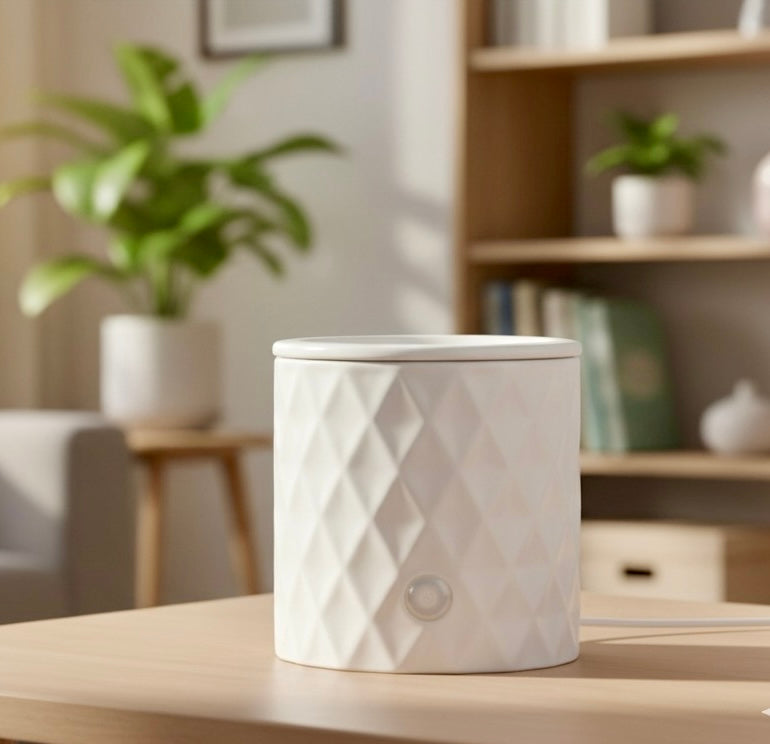 Electric 18-Watt Diamond Ceramic Wax Warmer - White