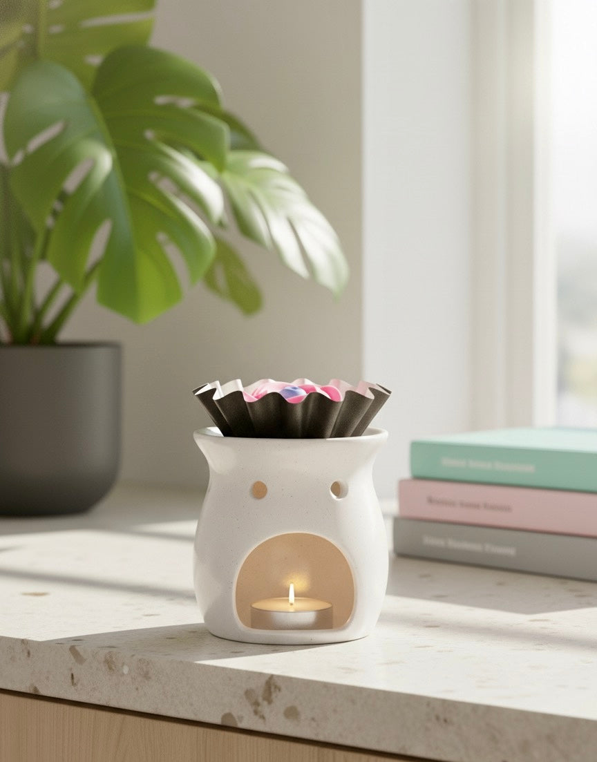 Ceramic Oil & Wax Melt Tart Warmer - White